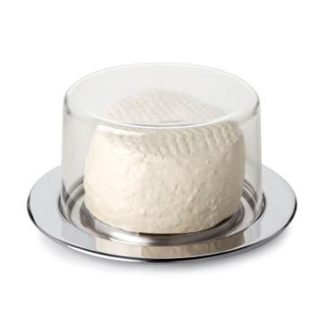 Imagem de Queijeira Redonda Prato Para Queijo Inox Tampa Acrílico 17CM