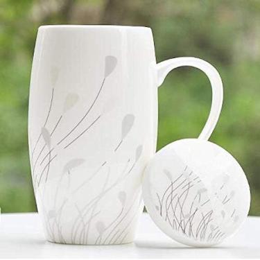 Imagem de HUSANDEG Caneca Boutique Hotel Cafeteria Luxuosa 9 Cores Opcional 700ML Caneca De Alta Capacidade Com Tampa Simples Bone China Copo Bebedor Criativo Copo Escritório Feminino Cerâmico