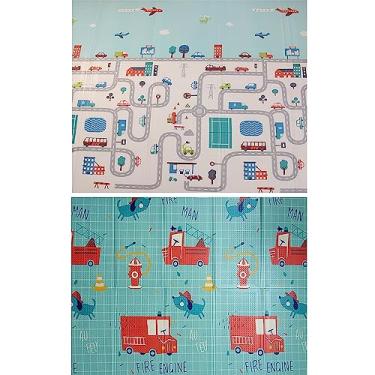 Imagem de Tapete Infantil Emborrachado Térmico Antiderrapante Dobrável Dupla Face Premium 1,96 x 1,50m - 8mm (Modelo 9)
