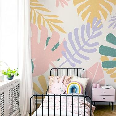 Imagem de Papel de Parede Painel Folhagem Floral Tons Pasteis 4 rolos - 6m²