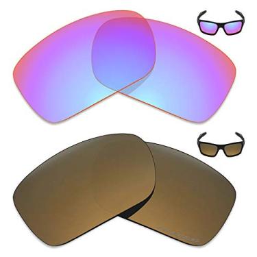Imagem de Mryok+ 2 pares de lentes polarizadas de substituição para óculos de sol Oakley Turbine – Rosa cobalto/bronze dourado
