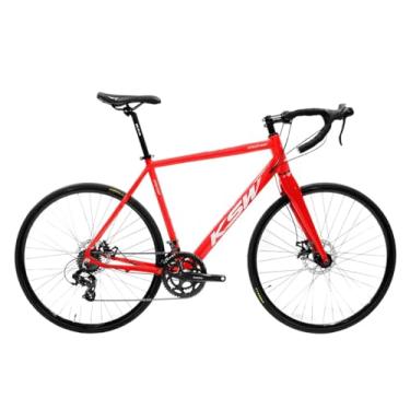 Imagem de Bicicleta Speed Road Aro 700 KSW Grupo Shimano Tourney 14V,50,Vermelho Branco