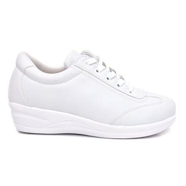 Imagem de Tênis Sapatênis Feminino Casual Anabela Ortopédico Para Esporão E Trabalhos Em Pé (Branco, 37)