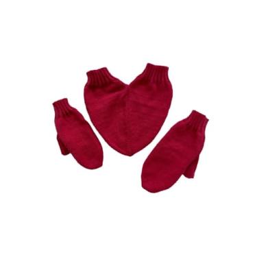 Imagem de Couples holding hands gloves, couples holding hands mittens, winter knit warm gloves, couples winter essential mittens holding hands gloves (Red)