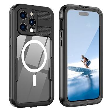 Imagem de Nowvnvuy Capa à prova d'água para iPhone 15 Pro, protetor de tela embutido, à prova de choque, à prova de neve, à prova de poeira, capa protetora de corpo inteiro para iPhone 15 Pro compatível com