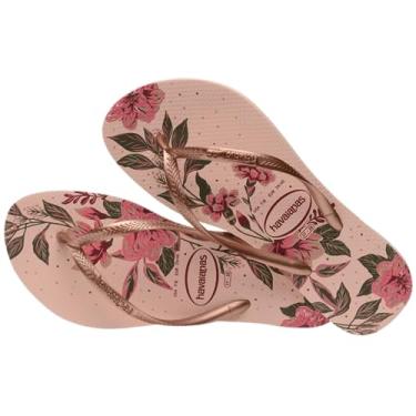 Imagem de Havaianas Chinelo feminino fino orgânico - sandálias de piscina primavera e verão para mulheres - rosa balé/blush dourado, 9/10W - 8M, Rosa balé/blush dourado, 38