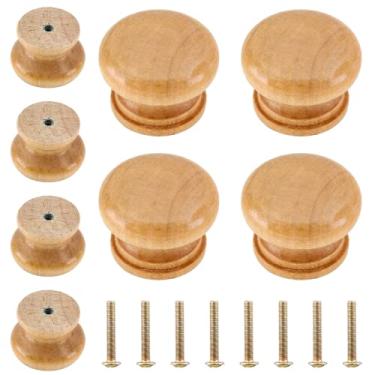 Imagem de Luomorgo 8 puxadores de madeira natural para cômodas, puxadores redondos de madeira para armários, puxadores de gaveta em forma de cogumelo para armários, armário (diâmetro de 3,8 cm, altura de 2,8 cm)