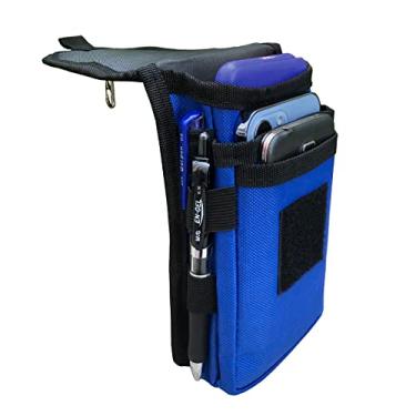 Imagem de Capa de telefone dupla para dois telefones, bolsa Maezar com clipe de cinto para homens, coldre tático para celular com passador de cinto, capa de telefone multiferramentas, bolso na cintura para trabalhar, viver ao ar livre ou caminhada-azul
