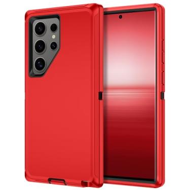 Imagem de I-HONVA Capa para Samsung Galaxy S24 Ultra, à prova de choque, à prova de poeira/queda, 3 camadas, proteção total [sem protetor de tela] Capa resistente e resistente para Galaxy S24 Ultra de 6,8