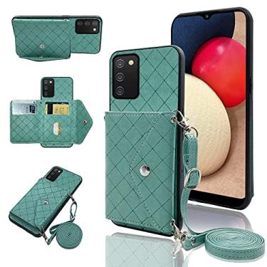 Imagem de Capa carteira compatível com Samsung Galaxy A02s com alça de ombro transversal e suporte de couro para cartão de crédito, acessórios de celular, capa para celular Glaxay A 02s Galaxies Ao2s M02s