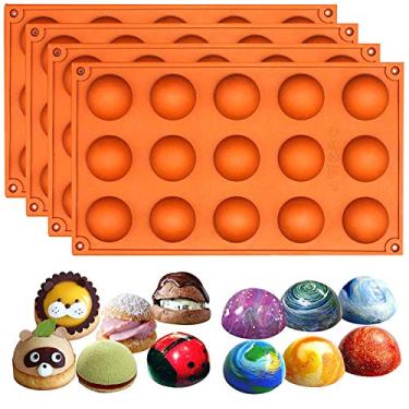 Imagem de FUNSHOWCASE Hemisphere Dome Semisphere Teacake molde de silicone conjunto de 5 cm, Small, 4-Bundle