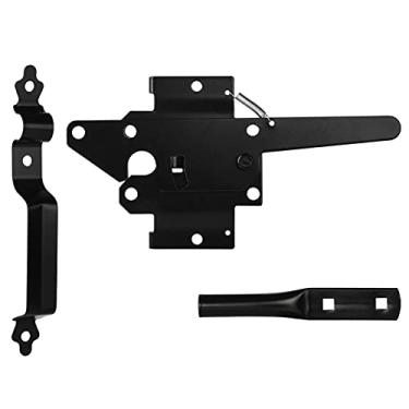 Imagem de Trava de portão para cerca de madeira, trava de portão de autotravamento resistente com alça para trava de segurança para portão de piscina/jardim, kit de ferragens de portão para cerca de