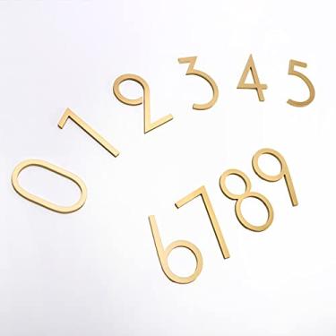 Imagem de 3D Brass Numbers, 1PCS Creative Hotel Room Number Plate Home Retro Homestay 60mmx18/34mm (Color : Number 0)