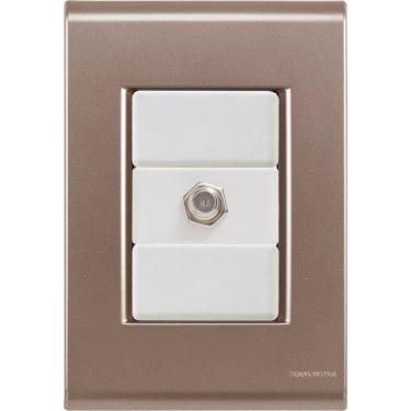 Imagem de Cj Tomada Conexão Tv Sat Coaxial Liz Ouro Velho Tramontina Completo Pronto Tramontina