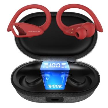 Imagem de H'MASTON Fone De Ouvido Sem Fio Esportivo Fone BLuetooth 5.3 Tws Com Luz Led Compatível com A Maioria dos Telefones RS-53 (Retrô-RS-53 UP, Vermelho)