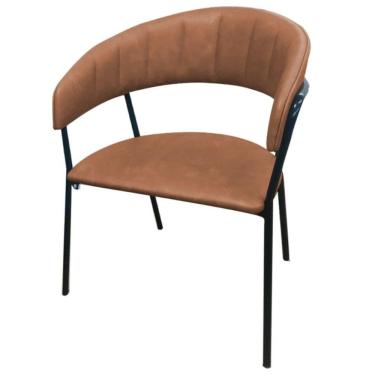 Imagem de Cadeira com Braços Maraú PSG Móveis Estofada Poliuretano PU Cobre com Base Aço Preto