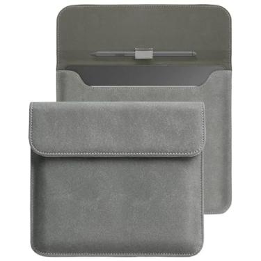 Imagem de Capa de couro PU impermeável à prova de choque bolsa protetora bolsa de transporte para Kindle Scribe 10,2 polegadas (Kindle Scribe 10.2, cinza escuro)