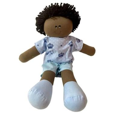 Imagem de Boneca de Pano Artesanal 30cm Nicho Pelucia Decoração Brinquedo Menina Menino (Davi - Negro)