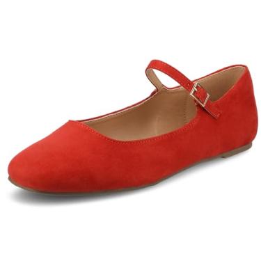Imagem de Journee Collection Womens Carrie Flat with Vegan Suede and Buckle Detail, Coral, 6.5