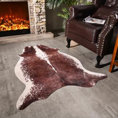 Imagem de Easycozy Tapete elástico grosso de couro sintético de vaca grande, 9,5 x 1,2 m para quarto, sala de estar, escritório em casa, decoração ocidental