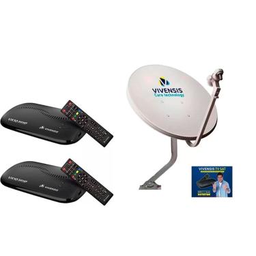 Imagem de Antena Parabólica 60cm +2 Recepitores Digital Vivensis VX10