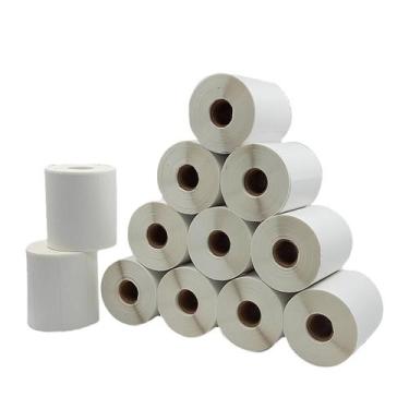 Imagem de Etiqueta Adesiva 85X30 - 1 Coluna  12 Rolos  Couchê Branca - 32m  C/ 1