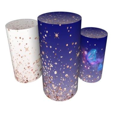 Imagem de Trio Capas De Cilindro C/ Elástico Borboleta Azul - Fadrix