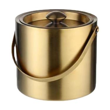 Imagem de Balde de Gelo com Tampa, Recipiente de aço Inoxidável, Balde de Resfriamento com Placa de, Refrigerador para Restaurante, Festas, Churrasco, Bar, 1.6L, Tamanho real