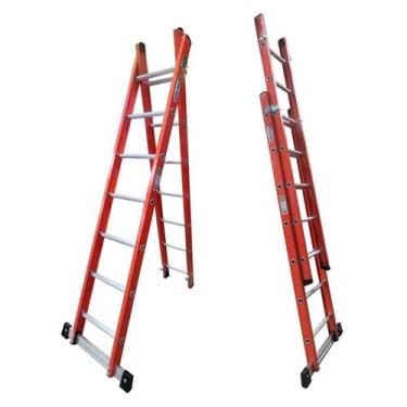 Imagem de Escada em Fibra Tesoura Extensível 7x12 Degraus 2,20x3,80m WBertolo