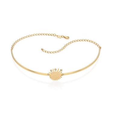 Imagem de Gargantilha  banhado ouro 3x 24k 18k e 22k feminino choker estrela sol