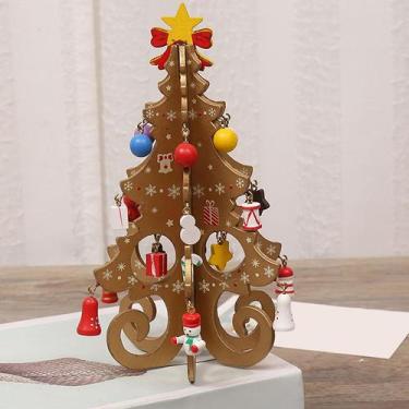 Imagem de Mini árvore natal de mesa enfeite natalino presente estrela dourado en