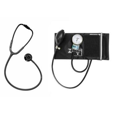 Imagem de Estetoscópio Bic Cinza Black + Esfigmomanômetro P.a Med