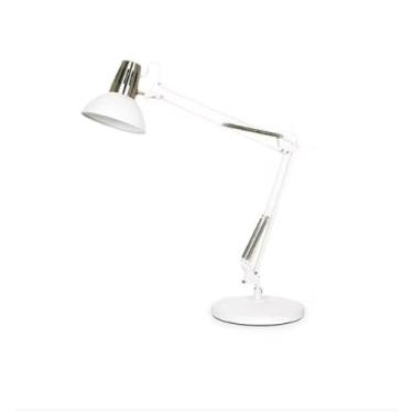 Imagem de Luminária Abajur de Mesa Moderna Articulável com Detalhes e Base ou Garra de Sustentação (Branco/Base)