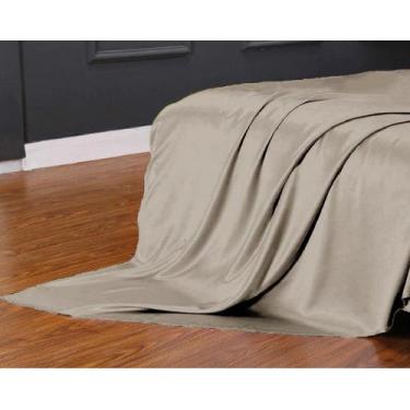 Imagem de Lençol Superior Avulso Casal King Cetim Seda Bege Brilho - LM Detona