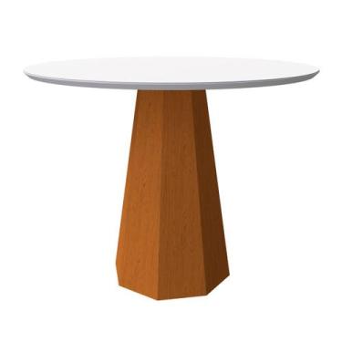 Imagem de Mesa De Jantar Para 4 Lugares 1,00m Tampo Redondo Com Vidro Isis Cor Y