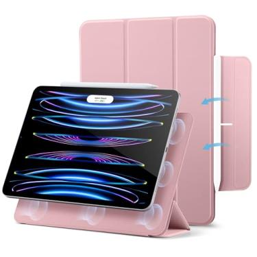 Imagem de ESR Capa Fólio para iPad Pro 11 Polegadas, Acessório Magnético, Suporte Bidirecional, Suporte Completo para Apple Pencil 2, Proteção Leve, Fixação Magnética Segura, Rosa