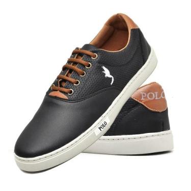 Imagem de Sapatênis Casual Polo Blu Masculino Confortável Dia a Dia, Preto, 40