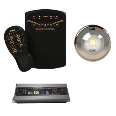 Imagem de 1x led rgbw 15w tholz + fonte 60w + basic smartpool, 15W