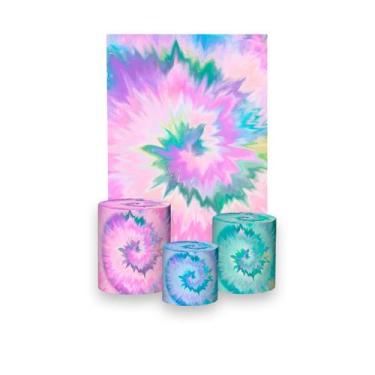 Imagem de Painel De Festa 3d Vertical + Trio De Capa Cilindro - Tie Dye Lilás 07