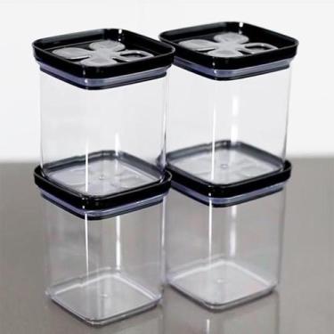 Imagem de Kit 4 Porta Condimento Tampa Preta - Injeplastec