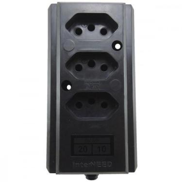 Imagem de Tomada Barra Interneed   Tripla 10/20A 2 Polos +Terra Preta  66446, Pr
