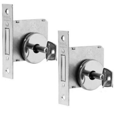 Imagem de Fechadura Auxiliar para Porta de Entrada Dupla(PAR) Cromado 40mm Tetra