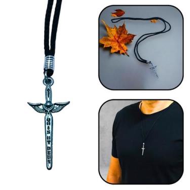 Imagem de Colar Cordão Espada de São Miguel Arcanjo Prateado - FORNECEDOR 9