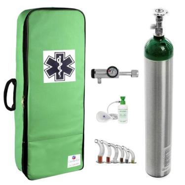 Imagem de Kit Oxigênio 5L Alumínio com Bolsa Verde Sem Carga Válvula Click - Cor