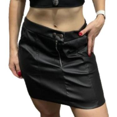 Imagem de Saia Curta de material sintético Preta - LAVAGNOLI STORE, Preto, Femin