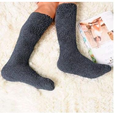 Imagem de 4 Pares Meia Felpuda cor  Lisa Cano Alto 53CM  n 34 a 45 Unissex  Adul