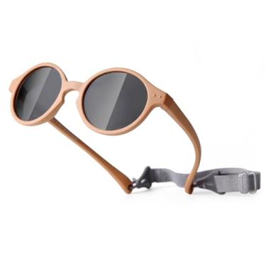Imagem de SORVINO Óculos de sol para bebês com alça ajustável TPEE armação flexível polarizada para meninos de 0 a 24 meses, Marrom (Earth Brown, P