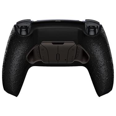 Imagem de eXtremeRate Kit de remapeamento de botões de metal real programáveis pretos texturizados (RMB) versão RISE4 para controle PS5 BDM-030, placa de atualização e capa traseira redesenhada e 4 botões traseiros para controle de PS5