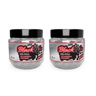 Imagem de Kit 2 Gel Cola Cabelo Black Fix 250gr Tampa Rosca