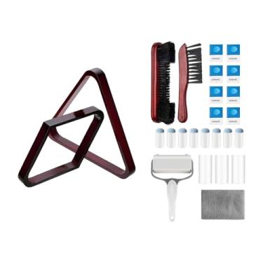 Imagem de Pegciuho Suporte Triangular de Bola de Bilhar de, Escovas de Mesa de Bilhar, Rolo de Cabelo, Pano de Polimento de Bilhar, Giz, Pacote, Borgonha